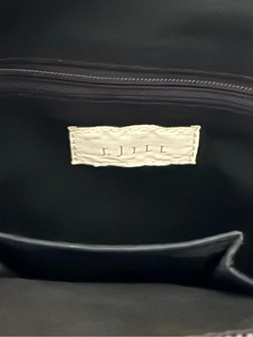 J.Jill Black Leather Crossbody Organizer Bag Zip Compartments Travel Purse